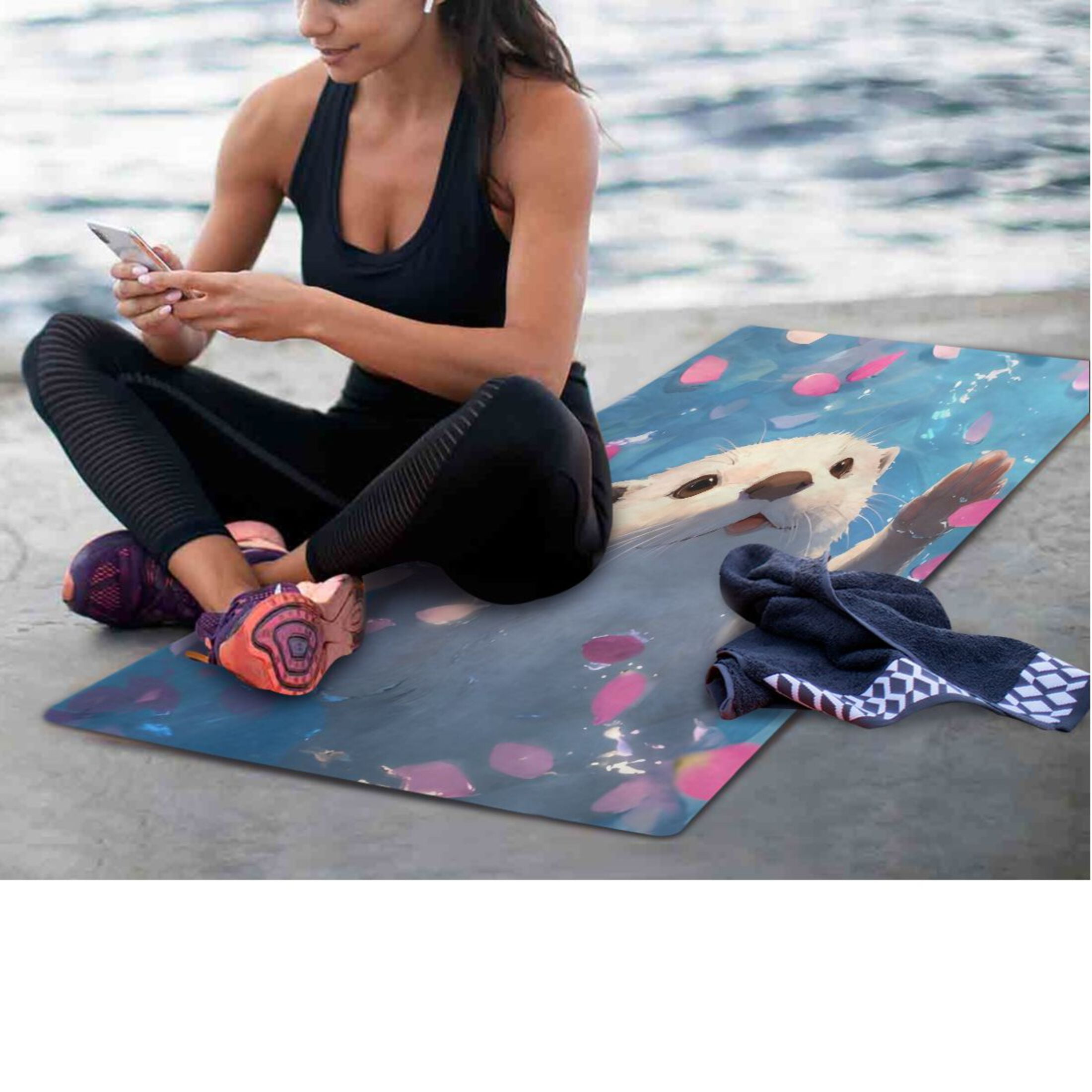 BZSMCE Yoga Mat Women Fitness Mat Serene Petal Otter Pattern