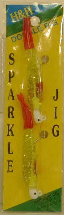H&H Sparkle Beetle Jig Double Rig Sofbait, Chartreuse & Firetail, 1/4 oz