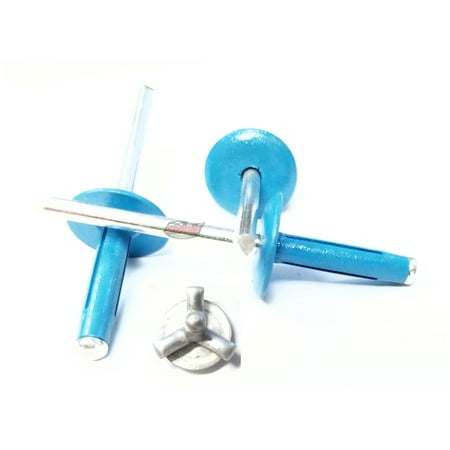 

Pepsi Blue Exploding Pop Rivets 3/16 Tri-Fold Large Head Aluminum Mandrel .040 - .354 Grip Range Fastener