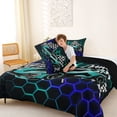 thumbnail image 4 of Erosebridal Speed Sports Car Queen Comforter Set for Kids Boys, Neon Teal Blue Honeycomb Bedding Comforter Set, Black Reversible, 1 Comforter and 2 Pillowcases, 4 of 6