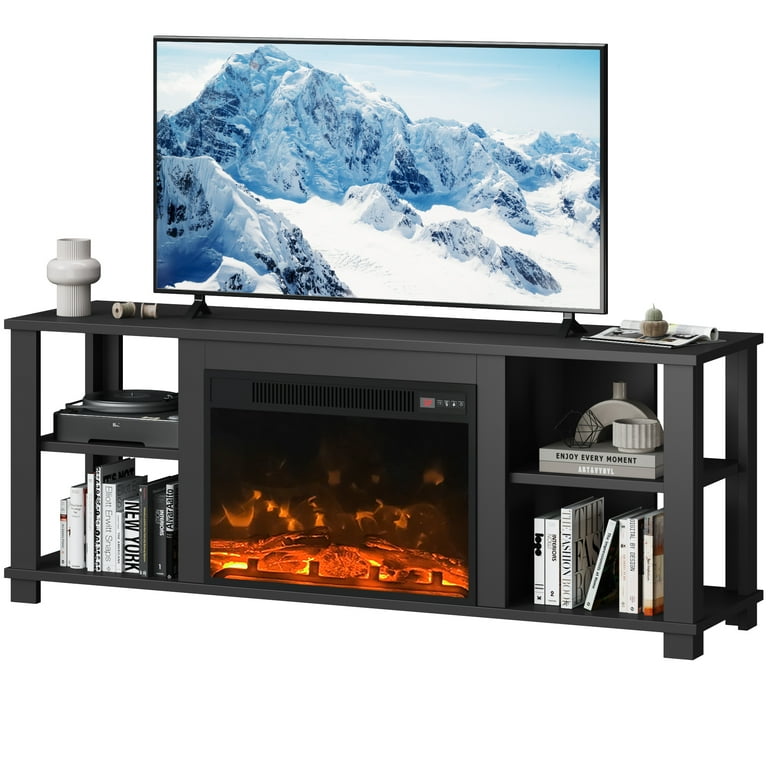 Homall Fireplace TV Stand for TVs up to 65" with Extra large compartment storage Multimedia Entertainment Control Center for Living Room,Black