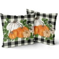 thumbnail image 5 of Fall Pillow Covers 18x18 Inch Set of 2 White Orange Pumpkin Eucalyptus Leaf Black Buffalo Plaid Decorative Throw Pillows Autumn Themed Pillow Cases Cotton Cushion Cover Decor for Couch Bed Sofa, 5 of 5