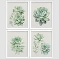 thumbnail image 3 of PixonSign&nbsp;Framed Pastel Echeveria Cactus Succulent Wall Art, Set of 4 Nature Wilderness Prints, Botanical Floral Plant Wall Décor, Rustic Artwork for Living Room, Bedroom - 8"x10" White, 3 of 5