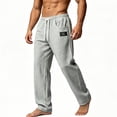 thumbnail image 2 of cfhntfmh Mens Beach Pants Drawstring Straight Leg Lightweight Pants with Pockets Loose Trendy Outfits (Gray,Small), 2 of 5