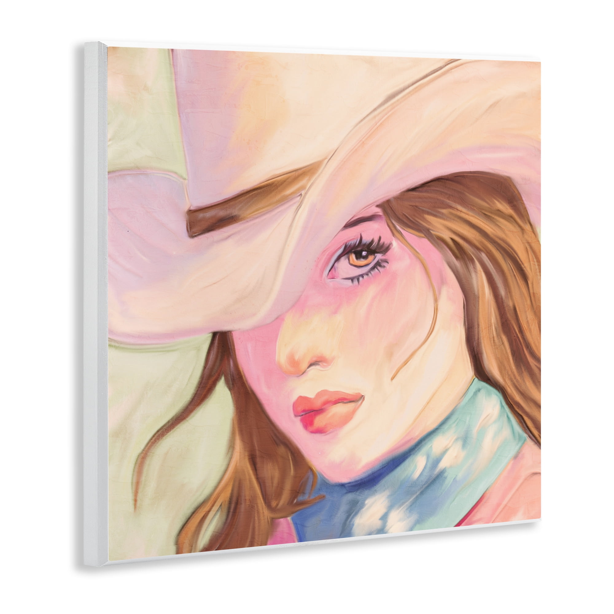 Pastel Cowgirl Brunette Wall Plaque Art, design by Kim Allen