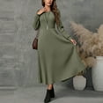thumbnail image 4 of ZQUUVOU Women's Ribbed Sweater Dress Long Sleeve Round Neck Comfortable Maxi Tunic Business Casual Formal Outfits Olive Green, 4 of 8