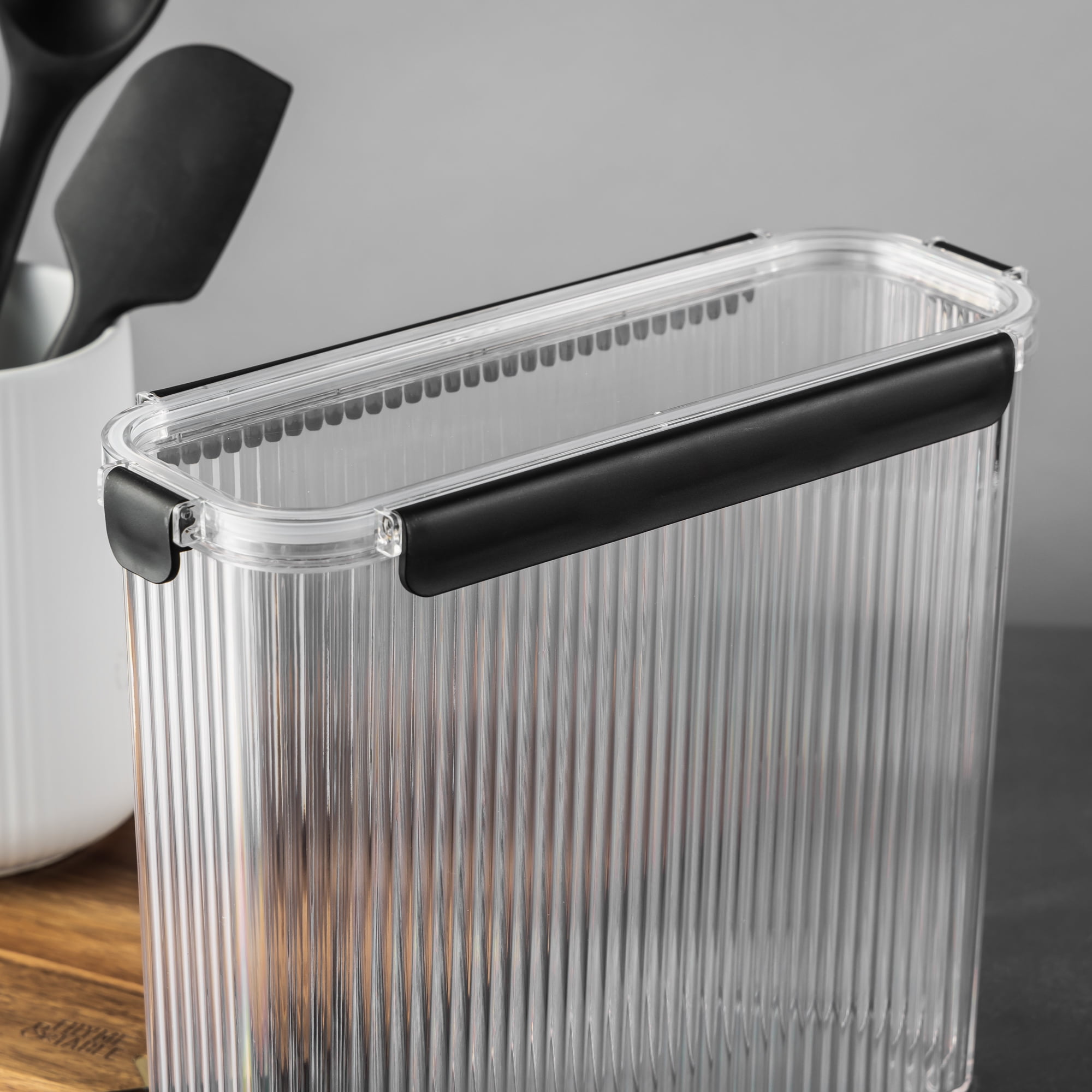 Thyme & Table 20.5 Cup Clear Ribbed Pantry Storage Container