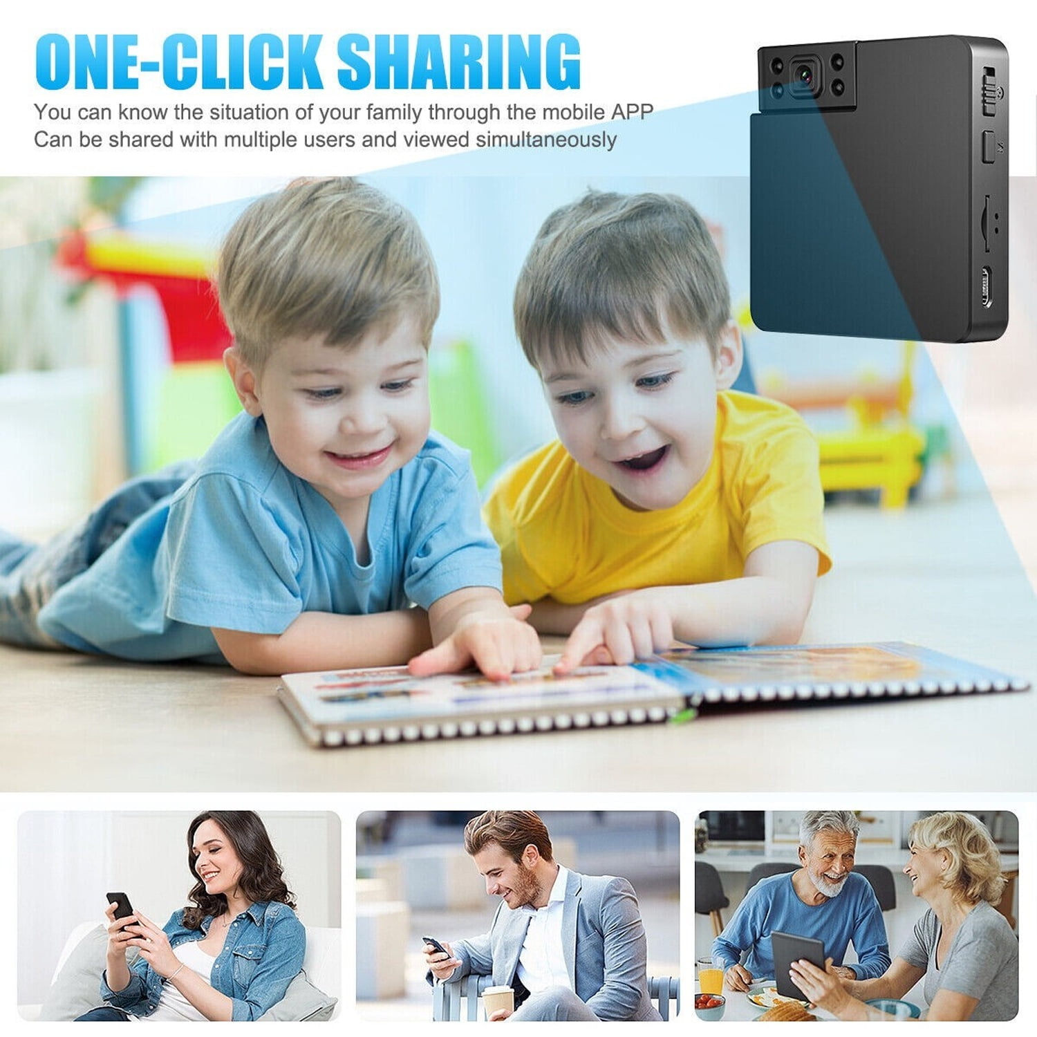 FFORCE 1080P HD Mini Camera Motion Detection Camcorder Night Vision Home Security Cam, Plug & Play, , Ideal for Baby Pet Elderly Monitoring