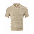 thumbnail image 5 of Mens Casual Shirt Summer Short Sleeve Vacation Button Beach Knit Stretchy Golf Shirts Khaki XL, 5 of 9
