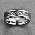 thumbnail image 3 of 8mm Mens Celtic Dragon Ring Silver Tungsten Carbide Wedding Engagement Band Size 5-14, 3 of 5