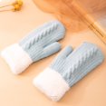 thumbnail image 6 of UTSJKR Knitted Wool Gloves Warm Thickened Windproof Mittens for Outdoor Use Adult Spring Fall Winter Accessories Sky Blue, 6 of 9