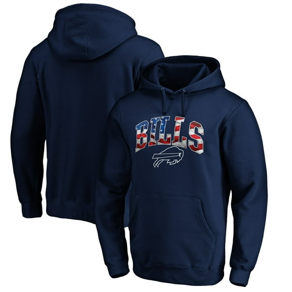 Men's Navy Buffalo Bills Banner Wave Fitted Pullover Hoodie