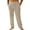 Khaki, variant on Men's Casual Linen Pants Elastic Waist Relaxed Fit Beach Yoga Travel Summer Pants Big and Tall Straight-Legs Trousers with Pockets Light Blue S