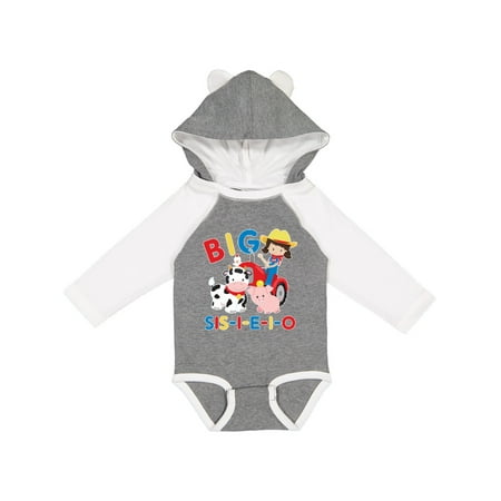 

Inktastic Farmer Tractor EIEIO Big Sis Gift Baby Girl Long Sleeve Bodysuit