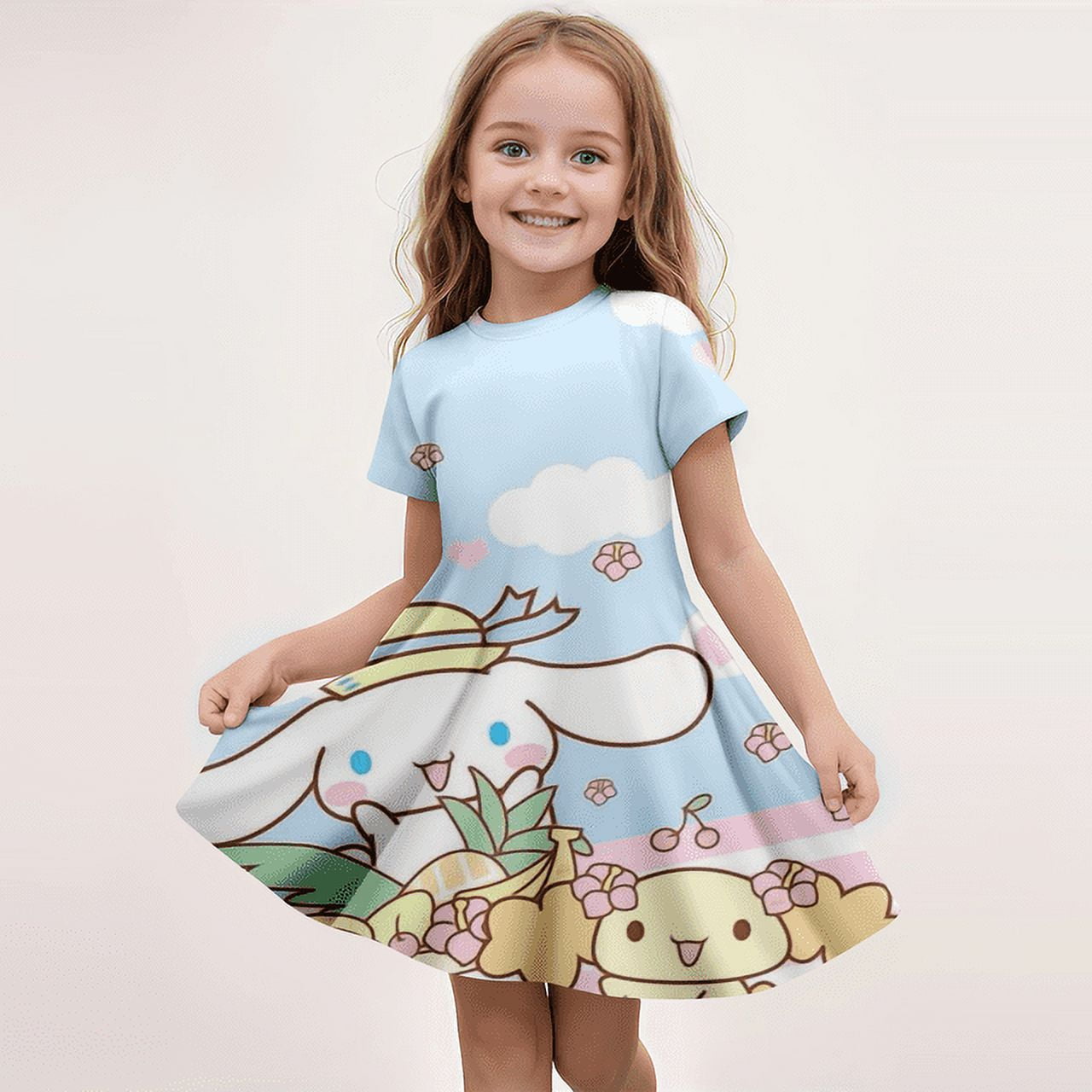 New Style Girls Summer Dress Cute Cinnamoroll Print Women Cartoon Dresses Girls Short Sleeve Princess Dress Clothing FGS Walmart