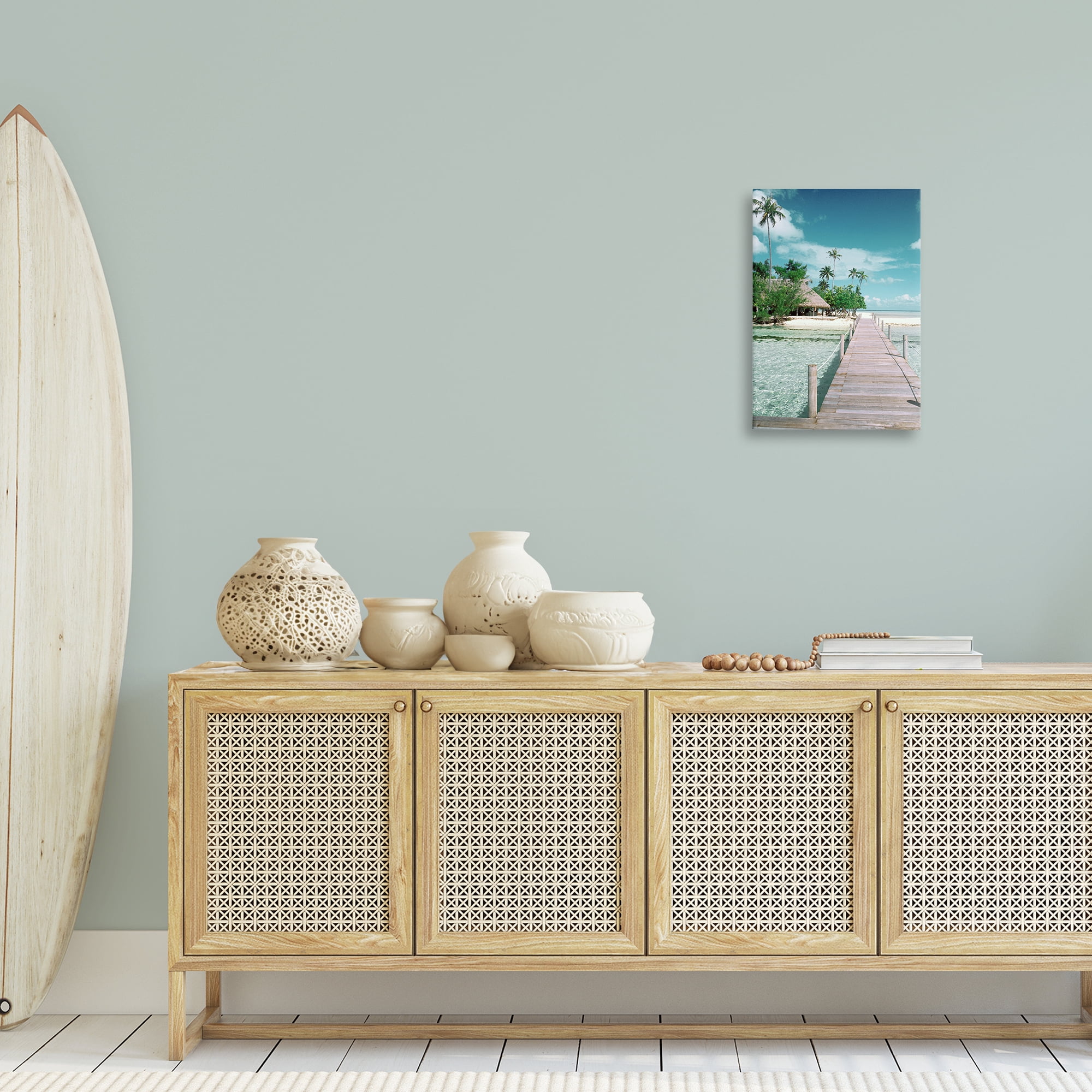 Stupell Industries Tropical Bungalow Bridge Nautical & Beach Photography Wrapped Canvas Art Print Wall Art, 16 x 24