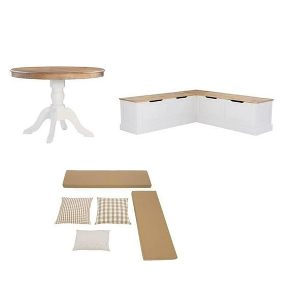 Home Square Set of a Kitchen Nook & Dining Table & 5 Piece Cushion/Pillow