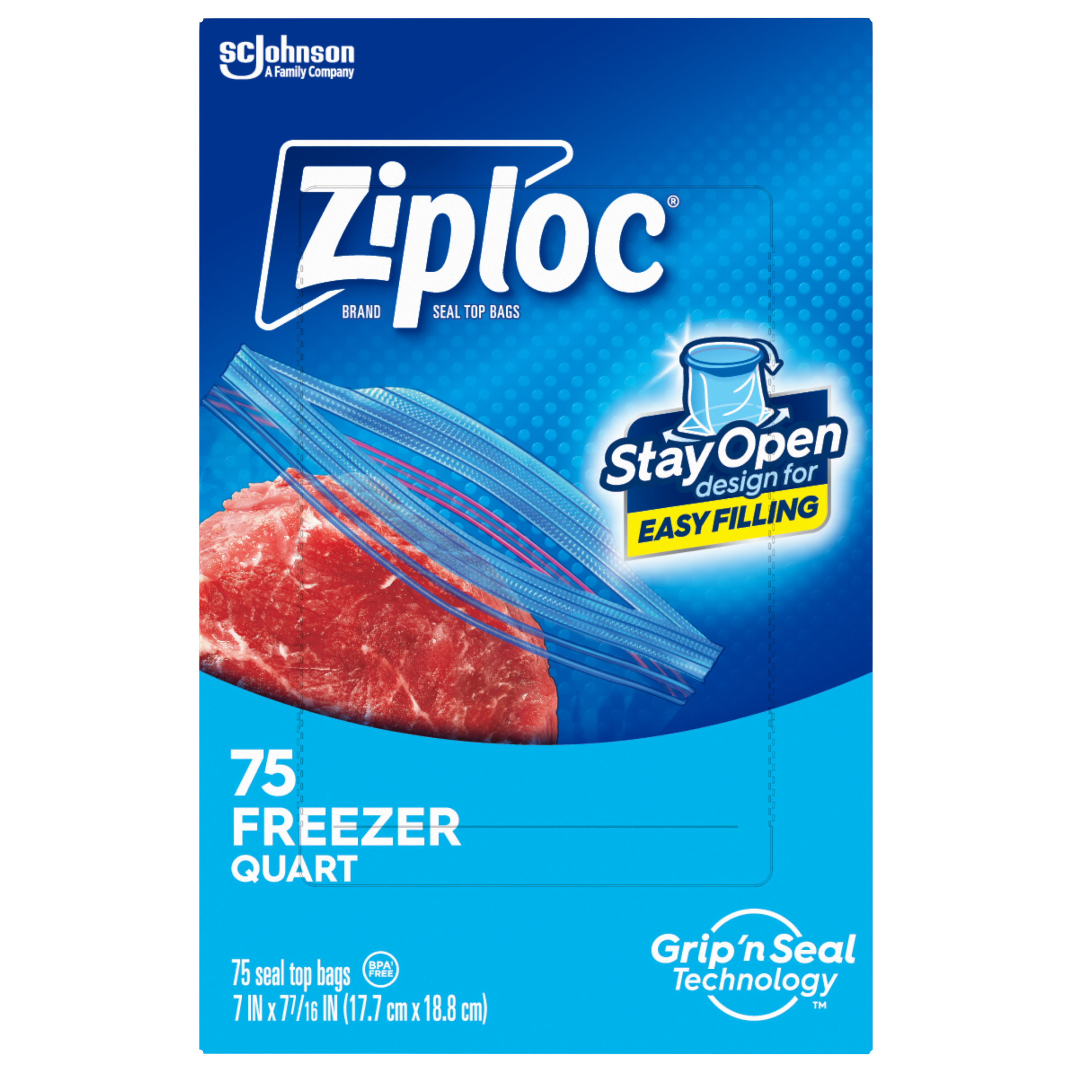 Ziploc Freezer Bags with Grip 'n Seal, Quart, 75 Count photo 5