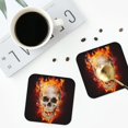 thumbnail image 4 of Honeii Satanic Skull print Leather Coaster Set of 4, ideal for safeguarding your furniture from drinks spills and effortless cleanup-Square, 4 of 6