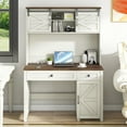 thumbnail image 6 of Vabches 47" Farmhouse Executive Desk with Hutch, Home Office Computer Desk with Charging Station & Drawers, 6 of 7