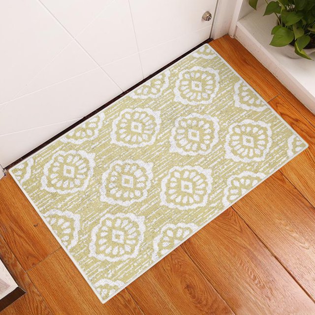 2 x 3 Foot Heavy Duty Low Pile Area Rug - Ultra-Thin Non Slip Area Rug - Washable Cotton Indoor Rug for Front Door Foyer Rug for Entryway