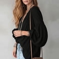 thumbnail image 6 of Wenini Women's Boho V Neck Puff Sleeve Crinkle Fabric Top Loose Drop Shoulder Casual Blouse Top Trendy Travel Shopping Outfit, 6 of 6