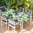 thumbnail image 2 of St Patricks Day Table Cloths for 6 Foot Rectangle Tables, Shamrock Grey Green Spring Modern Leaf Patio Waterproof Elastic Fitted Tablecloths, Washable Rectangular Table Cover for Camping, 2 of 8