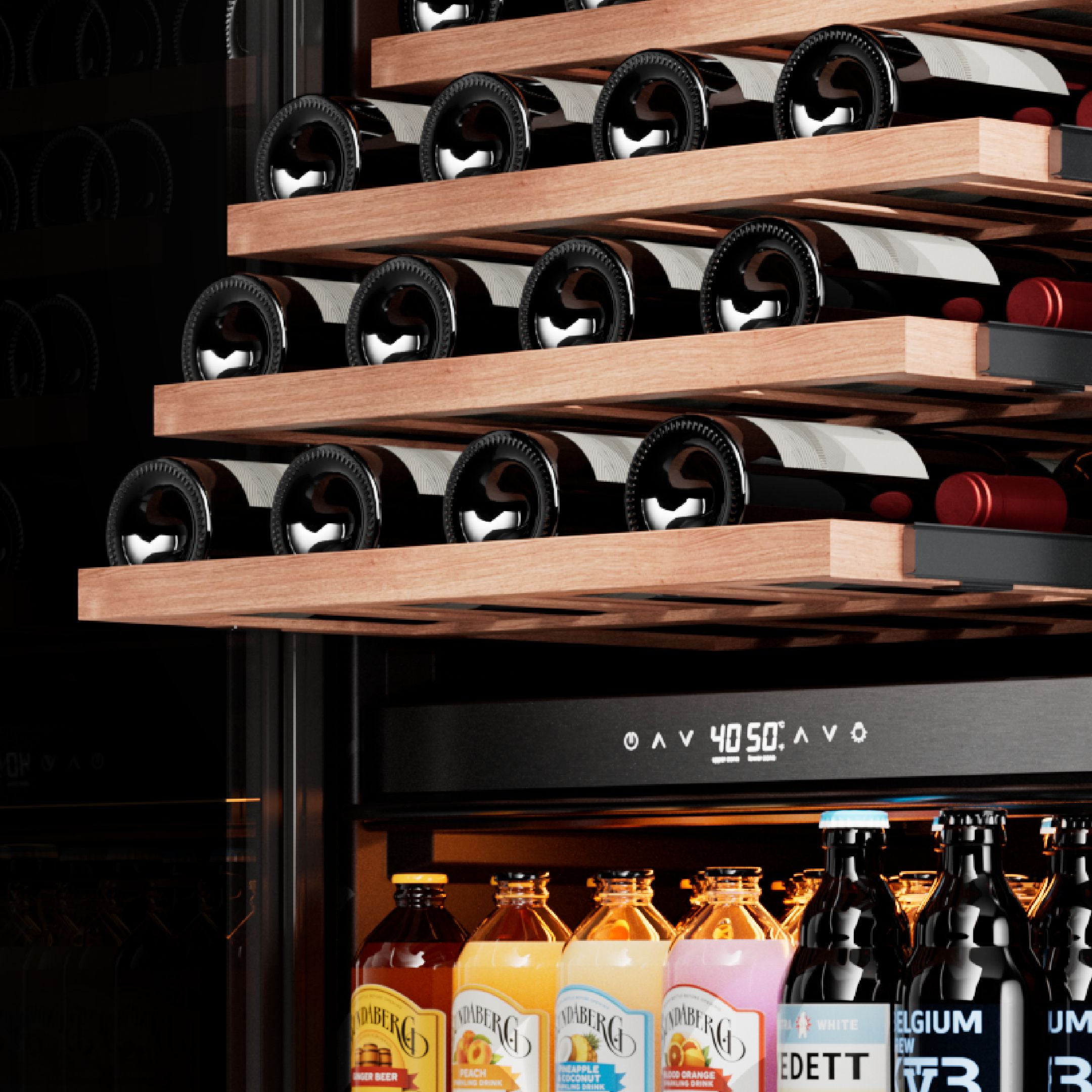 Ca'Lefort Wine and Beverage Fridge, 24 inch Dual Zone 40 Bottle + 112 Can Tall Beverage Fridge for Home/Bar, Freestanding & Built-In