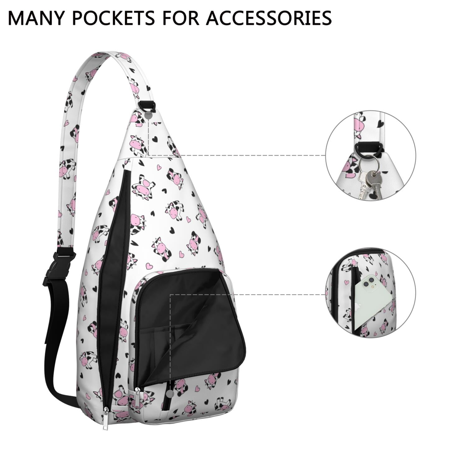 Vintage Highland Cow Print Sling Backpack – Cute Farmhouse Floral Cow Crossbody Bag for Women & Men, Lightweight Hiking Daypack