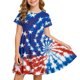 thumbnail image 2 of Odeerbi Niñas Día de La Independencia Vestido de Línea A Verano Patriótico Cuello Redondo Manga Corta Vestido Casual, 2 of 9