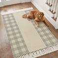 thumbnail image 4 of Bedroom Rug Carpet 3'x 5', Retro Grey Washable Floor Carpet with Tassels, Farmhouse Buffalo Plaid Vintage Beige Elegant Soft Floor Rug Mat for Patio, Balcony, Laundry, Room Decor, 4 of 9
