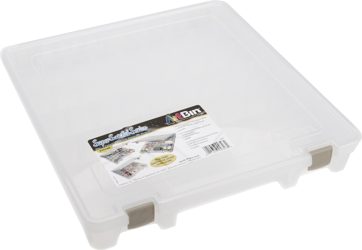 ArtBin, Slim, Removable Dividers, 8 Fixed Dividers, 20 Removable Dividers, Clear, Scrapbook Storage Case, 1Piece, 9101AB