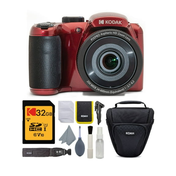 Kodak PIXPRO AZ252 Astro Zoom 16MP Digital Camera (Red) w/ 16GB SD Card Bundle
