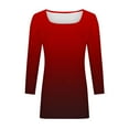 thumbnail image 7 of aidice Plus Size T Shirts for Women Casual Square Neck 3/4 Sleeve Comfy Fitting Gradient Color Shirts, 7 of 7