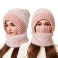 thumbnail image 2 of CYSFASHION 3 In 1 Beanie Hat for Women Fall Fashion Women's Hats & Caps Face Mask Cozy Winter Scarves Pink, 2 of 9