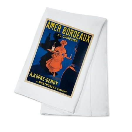 Amer Bordeaux Vintage Poster (artist: Auzolle) France c. 1904 (100% Cotton Kitchen (Best French Bordeaux Under 100)