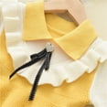 thumbnail image 6 of Babys Kids Toddlers Girls Patchwork Bow Tie Spring Winter Long Sleeve Ruffled Knit Sweater Princess Dress Clothes, 6 of 7