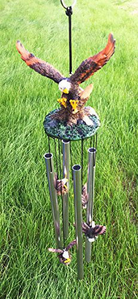 American Bald Eagle With Open Wings Patriotic Bird Resonant Relaxing Wind Chime Patio Garden Decor