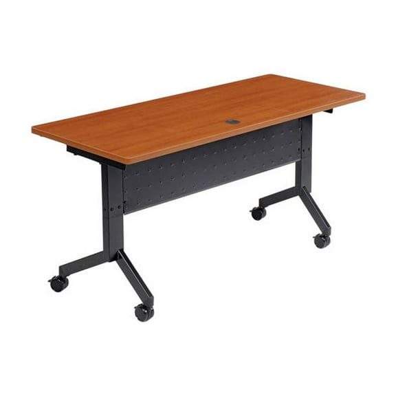 Global Industrial Flip-Top Training Table, 60" x 24", Cherry