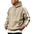 thumbnail image 2 of Gytharion Men's Contrast Stripe Hoodies Drawstring Kangaroo Pockets Solid Color Casual Pullovers Winter Warm Classic Sports Sweatshirts, 2 of 6