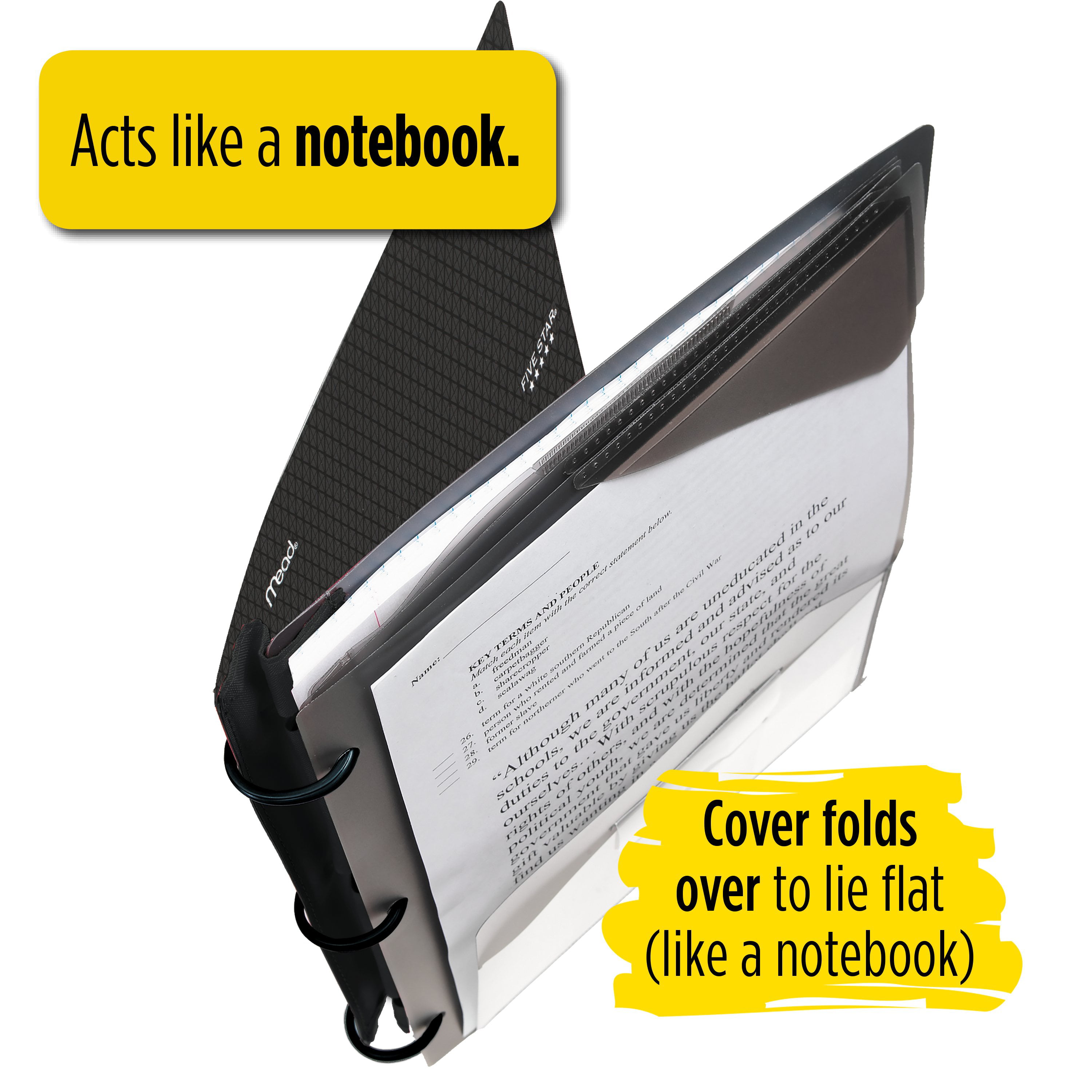 Black Five Star Flex Hybrid NoteBinder 29328AA2 - 2 Pack Notebook and Binder All-in-One 1 Inch Binder 