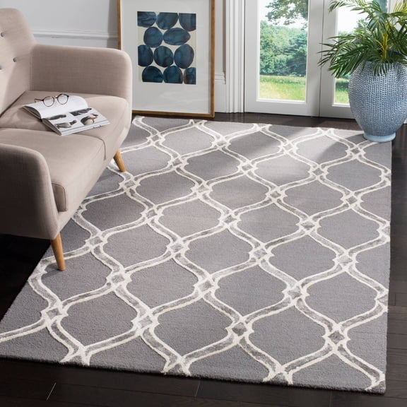 SAFAVIEH Manchester Layne Geometric Area Rug, Dark Grey/Ivory, 8' x 10'
