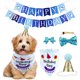 thumbnail image 1 of Conjunto de pañuelos, gorros, pajaritas y banderines triangulares para fiestas de cumpleaños de perros y gatos (azul), 1 of 5