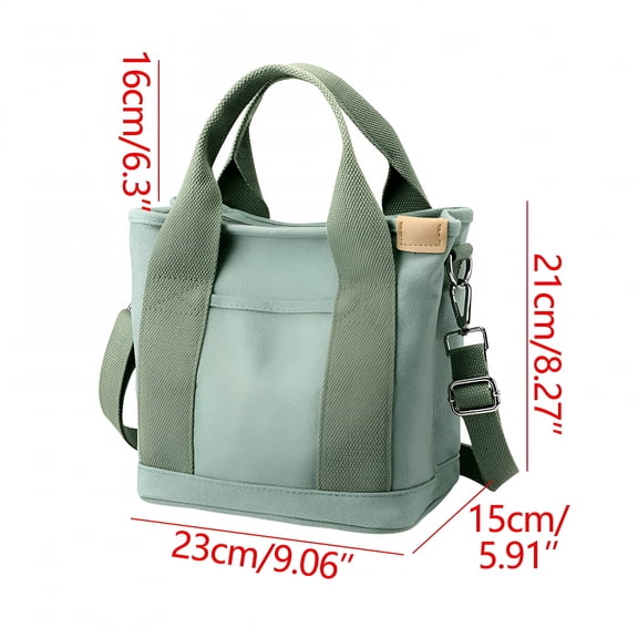 DESIGNICE Small Canvas Tote Bag, Multi Pocket Canvas Tote Bag with Zipper Handle Daily Handbag Work Bags Large Capacity Tote Bag for Shopping School