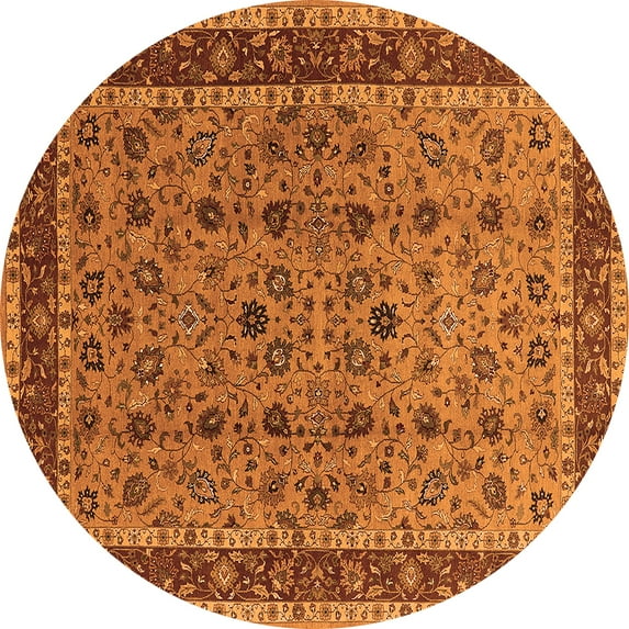 Ahgly Company Indoor Round Oriental Orange Traditional Area Rugs, 6' Round