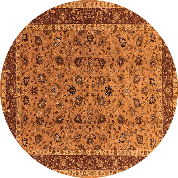 Ahgly Company Indoor Round Oriental Orange Traditional Area Rugs, 7' Round