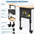 thumbnail image 3 of M optimized Adjustable Height Workbench, Rolling Garage Work Benches with Pegboard Hooks 4 Outlet 2 USB Ports, Heavy Duty Working Table on Wheels, 5 Heights, 2000LBS, 3 of 6