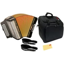 Hohner Corona II F/Bb/Eb Accordion - Black Bundle with Gig Bag, Straps, and Austin Bazaar Polishing Cloth