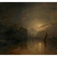 thumbnail image 2 of Adalbert Stifter 21x20 Gold Ornate Framed and Double Matted Museum Art Print Titled - Sea Show in Moon Lighting (Approx. 1840), 2 of 4