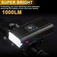 thumbnail image 4 of USB Rechargeable Bicycle Bike Lights Set, Waterproof 1000 Lumens 6 Modes Super Bright Front Headlight & Back Taillight Sets for Road, Mountain, Night Riding, 4 of 6